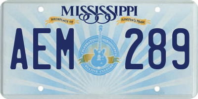 MS license plate AEM289