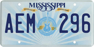 MS license plate AEM296
