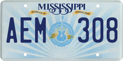MS license plate AEM308