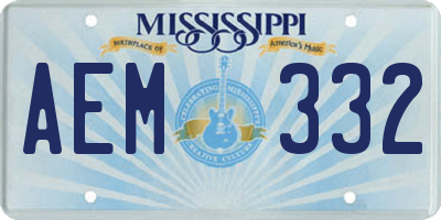 MS license plate AEM332