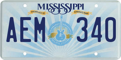 MS license plate AEM340