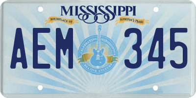 MS license plate AEM345