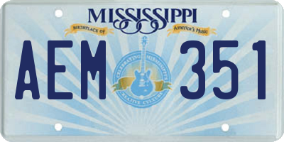 MS license plate AEM351