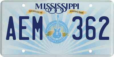 MS license plate AEM362