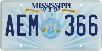 MS license plate AEM366