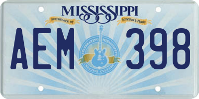 MS license plate AEM398