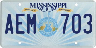 MS license plate AEM703