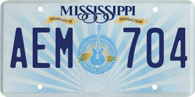MS license plate AEM704