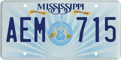MS license plate AEM715