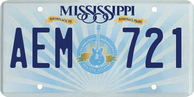 MS license plate AEM721