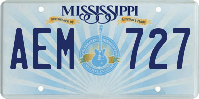 MS license plate AEM727