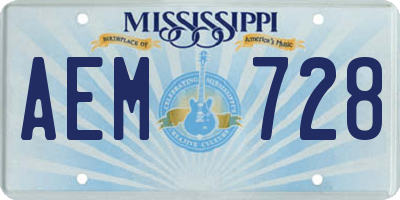 MS license plate AEM728