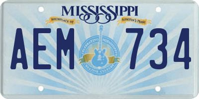 MS license plate AEM734