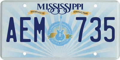 MS license plate AEM735