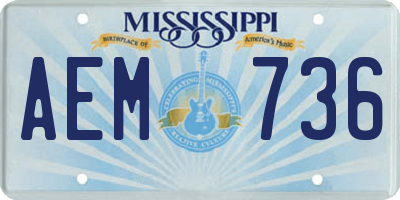 MS license plate AEM736