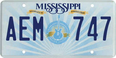 MS license plate AEM747