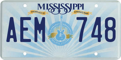 MS license plate AEM748