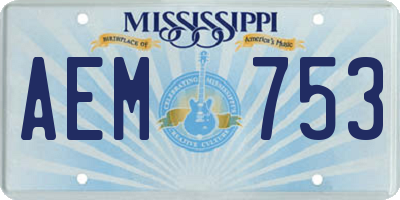 MS license plate AEM753