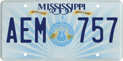 MS license plate AEM757