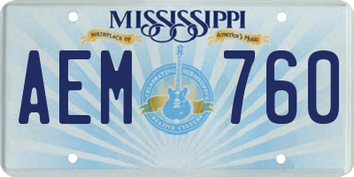 MS license plate AEM760