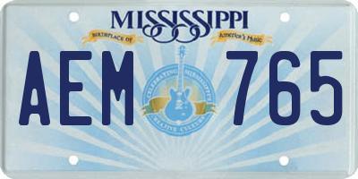 MS license plate AEM765