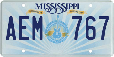 MS license plate AEM767