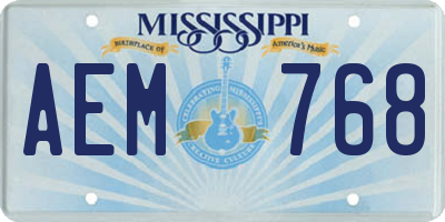 MS license plate AEM768