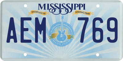 MS license plate AEM769