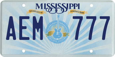 MS license plate AEM777
