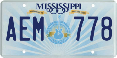 MS license plate AEM778