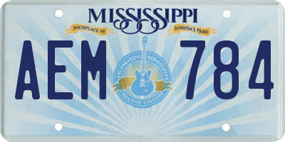 MS license plate AEM784
