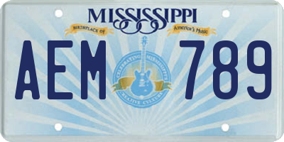 MS license plate AEM789