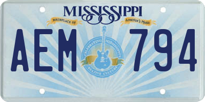 MS license plate AEM794