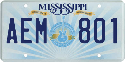 MS license plate AEM801