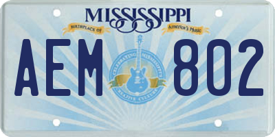 MS license plate AEM802