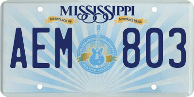 MS license plate AEM803