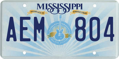 MS license plate AEM804