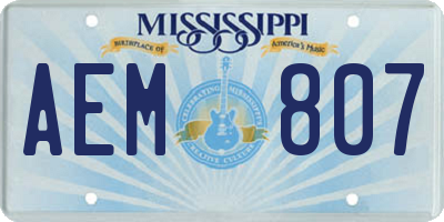 MS license plate AEM807