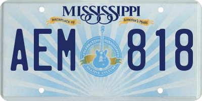 MS license plate AEM818