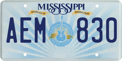 MS license plate AEM830
