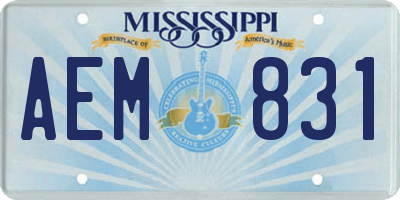 MS license plate AEM831