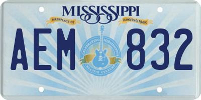 MS license plate AEM832