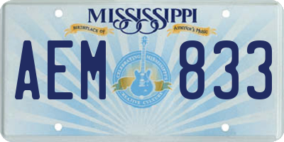 MS license plate AEM833