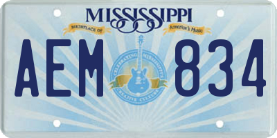 MS license plate AEM834