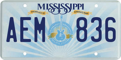 MS license plate AEM836