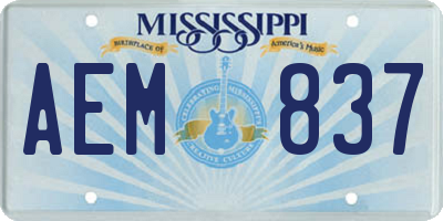 MS license plate AEM837