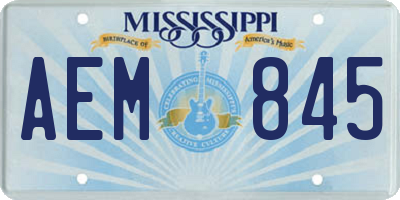 MS license plate AEM845