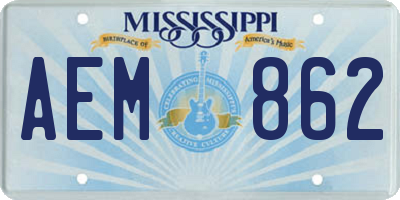 MS license plate AEM862