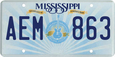 MS license plate AEM863