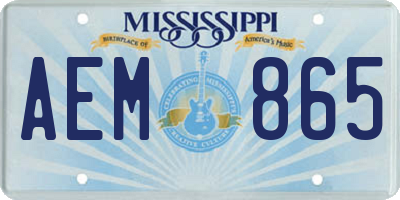 MS license plate AEM865